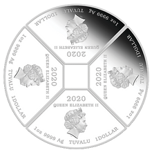 Load image into Gallery viewer, 2020 P 4x1 Oz Silver FAN Shaped 4-Coin-Set NGC PF70 Year of the Mouse Quadrant