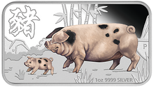 Load image into Gallery viewer, 2019 YEAR OF THE PIG LUNAR CALENDAR 1OZ SILVER PROOF 4-COIN SET Rectangular