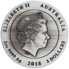 Load image into Gallery viewer, 2018 AUSTRALIA Kookaburra HIGH RELIEF ANTIQUED 2oz Silver $2 COIN NGC MS70 ER