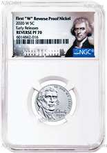 Load image into Gallery viewer, 2020 W First "W" Reverse Proof Nickel Early Releases NGC PF70 Portrait Label+coa