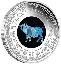 Load image into Gallery viewer, 2019 Australia OPAL LUNAR Year of the PIG 1oz Silver Proof Coin NGC PF70 UC ER