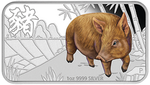 Load image into Gallery viewer, 2019 YEAR OF THE PIG LUNAR CALENDAR 1OZ SILVER PROOF 4-COIN SET Rectangular