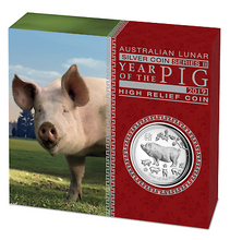 Load image into Gallery viewer, 2019 Australia Lunar Year Of The PIG High Relief Proof 1oz Silver Coin NGC PF70