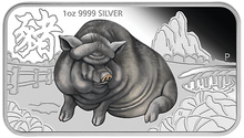 Load image into Gallery viewer, 2019 YEAR OF THE PIG LUNAR CALENDAR 1OZ SILVER PROOF 4-COIN SET Rectangular