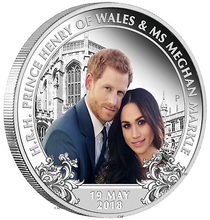 Load image into Gallery viewer, 2018 Royal Wedding Prince Henry Ms. Meghan 1oz $1 SILVER PROOF COIN NGC PF70