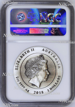 Load image into Gallery viewer, 2018 AUSTRALIA Kookaburra HIGH RELIEF ANTIQUED 2oz Silver $2 COIN NGC MS70 ER