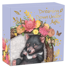 Load image into Gallery viewer, 2021 DREAMING DOWN UNDER TASMANIAN DEVIL 1/2oz .9999 SILVER PROOF COLORED COIN