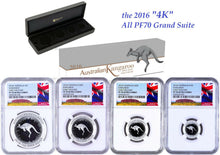 Load image into Gallery viewer, 2016 Australia Red Kangaroo Silver Proof 4 Coin Set NGC PF70 1 1/2 1/4 1/10oz ER