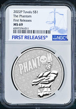 Load image into Gallery viewer, 2022 THE PHANTOM 1oz .9999 Silver $1 Bullion COIN NGC MS69 FR