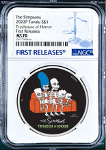Load image into Gallery viewer, 2022 The Simpsons Series TREEHOUSE OF HORROR $1 1oz Silver COIN NGC MS70 FR