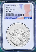 Load image into Gallery viewer, 2023 P Double Dates 1952-2022 Australia Silver Koala 1 oz $1 Coin NGC MS 70 ER