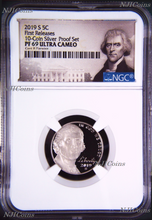 Load image into Gallery viewer, 2019 S Proof 5C Nickel NGC PF69 ULTRA CAMEO FR in 10-coin-silver-set Jefferson