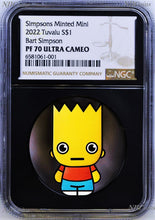 Load image into Gallery viewer, 2022 Simpsons Bart 1st Minted Mini 1oz Silver $1 Coin NGC PF70 Black Core