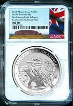 Load image into Gallery viewer, 2019 100th Ann. Kookaburra 1oz Silver Coin Square Penny Privy Mark NGC MS70 ANDA