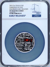 Load image into Gallery viewer, 2016 2 oz Silver Language of Love Tuvalu $2 Proof Coin NGC PF70 UC ER with OGP