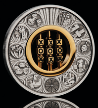 Load image into Gallery viewer, 2022 GAMES THROUGH THE AGES Tic-Tac-Toe 2oz .9999 SILVER $2 ANTIQUED COIN