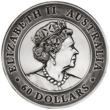 Load image into Gallery viewer, Dragon and Tiger 2022 2 Kilo 9999 Silver Antiqued High Relief $60 Coin 200-mtg