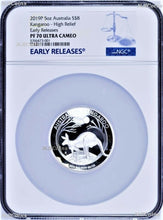 Load image into Gallery viewer, 500 Mintage 2019 P Australia HIGH RELIEF 5oz Silver Kangaroo $8 Coin NGC PF70 ER