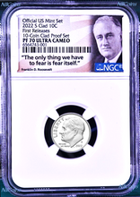 Load image into Gallery viewer, 2022 S Proof 10C Clad Roosevelt Dime 10-coin-set Version NGC PF70 ULTRA CAMEO FR