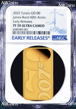 Load image into Gallery viewer, 2022 60 YEARS OF JAMES BOND 007 1oz .9999 Gold Proof $100 COIN NGC PF70 300 MTG