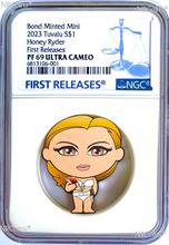 Load image into Gallery viewer, 2023 James Bond 007 Minted Mini Honey Ryder 1oz Silver $1 Coin NGC PF69 FR