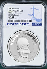Load image into Gallery viewer, 2022 Homer Simpson Simpsons $1 1oz .9999 Silver COIN NGC MS69 FR