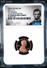Load image into Gallery viewer, 2021 US Mint Proof 7-Coin-SET Dime Half Penny Nickel Quarter Dollar NGC PF70 FR