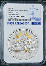 Load image into Gallery viewer, 2021 TUVALU Diwali Festival Hindu New Year Gift 1oz Silver Gilt NGC PF70 Medal
