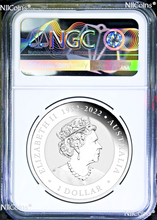Load image into Gallery viewer, 2023 Berlin Show WMF Australia Kookaburra Silver NGC MS70 1oz $1 Coin ER Flag L