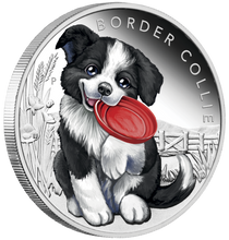Load image into Gallery viewer, 2018 Puppies - BORDER COLLIE 1/2 oz Silver Proof 50c Half Dollar Coin Colorized