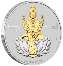 Load image into Gallery viewer, 2020 TUVALU Diwali Festival Hindu New Year Gift 1oz Silver Gilt NGC PF70 Medal