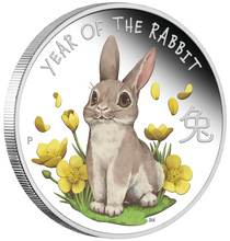 Load image into Gallery viewer, 2023 BABY Rabbit 1/2oz .9999 Silver Proof Half Dollar Coin Lunar Year Tuvalu