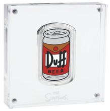 Load image into Gallery viewer, 2019 The Simpsons Duff Beer Simpson 1oz $1 Silver 99.99% Proof Can Coin