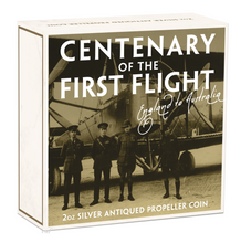 Load image into Gallery viewer, 2019 First Flight England to Australia 2oz Silver Antiqued $2 Coin NGC MS70 FR