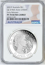 Load image into Gallery viewer, 2021 QUEEN ELIZABETH 95th Birthday Silver $1 Proof coin NGC PF70 UC ER .9999
