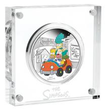 Load image into Gallery viewer, 2022 Simpsons Series KRUSTY LU STUDIOS 1oz $1 Silver .9999 Dollar Proof Coin