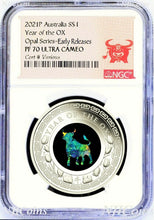 Load image into Gallery viewer, 2021 Australia OPAL LUNAR Year of the OX 1 oz Silver Proof Coin NGC PF70 ER