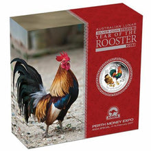 Load image into Gallery viewer, 2017 ANDA EXPO PROOF Colored Silver Lunar Year of the Rooster NGC PF70 2oz Coin