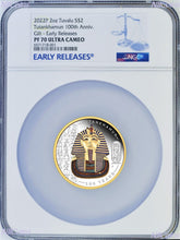 Load image into Gallery viewer, 2022 Tutankhamun Discovery 100th Ann 2oz Silver $2 Gilt Colored Coin NGC PF70 ER
