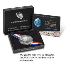 Load image into Gallery viewer, 2019 D Apollo 11 Commem Clad Coin Half Dollar NGC MS70 Early Releases Black Core
