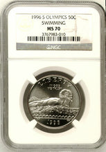 Load image into Gallery viewer, 1996 S Atlanta Olympics Swimming Half Dollar 50c $ Coin NGC MS 70 Perfect
