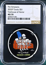 Load image into Gallery viewer, 2022 The Simpsons TREEHOUSE OF HORROR $1 1oz Silver COIN NGC MS70 Black Core