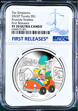 Load image into Gallery viewer, 2022 The Simpsons Krustylu Studios Krusty Lu $1 1oz Silver COIN NGC PF70 FR