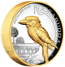 Load image into Gallery viewer, *2000 Mintage* 2022 Gilt High Relief Kookaburra 2oz $2 Silver Proof Coin