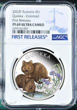 Load image into Gallery viewer, 2023 Australia Quokka Silver Colored Proof NGC PF69 Double Dates 1oz $1 Coin FR