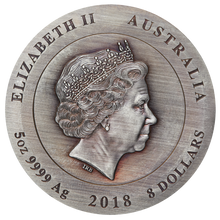 Load image into Gallery viewer, Rare Earth 2018 5oz Silver High Relief Patina Coin w/ golden diamond Australia