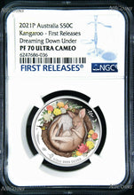 Load image into Gallery viewer, 2021 TUVALU Dreaming Down Under – Kangaroo Silver Proof NGC PF 70 1/2oz Coin FR