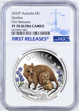 Load image into Gallery viewer, 2022 Australia Quokka Silver Colored Proof NGC PF70 Ultra Cameo 1oz $1 Coin FR