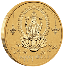 Load image into Gallery viewer, 2022 Diwali Festival 1oz .9999 Silver MEDALLION Gilt Gilded by 24k gold