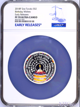 Load image into Gallery viewer, 2018 2 oz Silver Happy Birthday Wishes Tuvalu $2 Proof Coin NGC PF70 ER w/ OGP